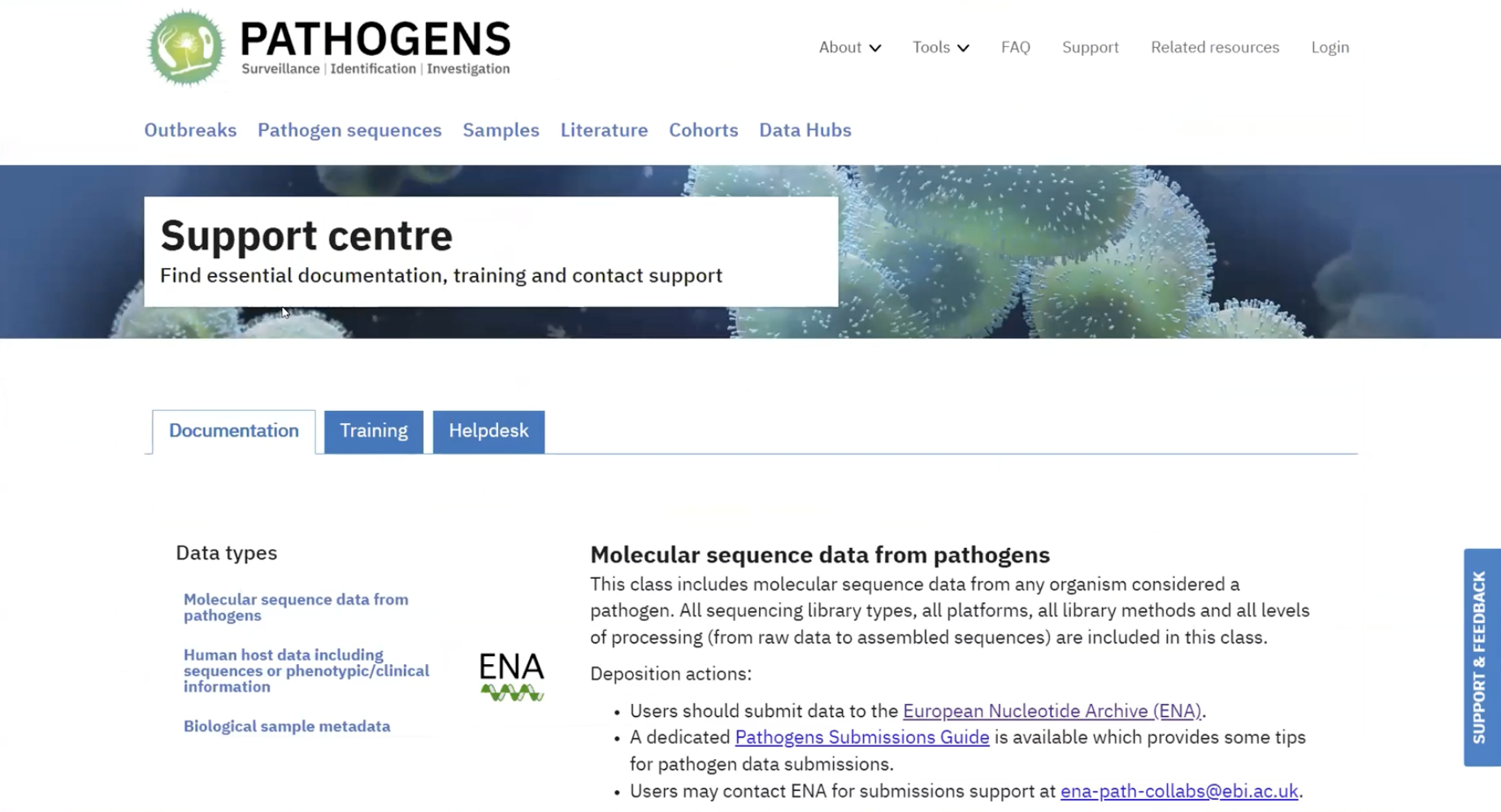 Fostering data discovery with the Pathogen Portal Support Centre
